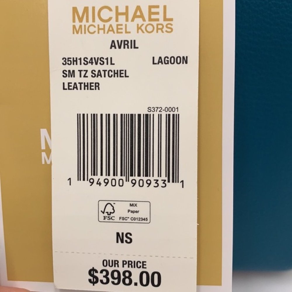 Michael Kors Avril Small Leather Top-Zip Satchel Lagoon color - Picture 11 of 16